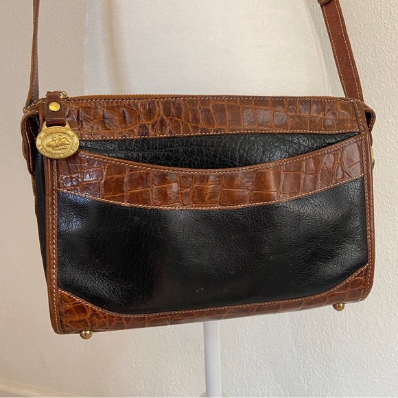 Brahmin Bags Vintage Brahmin Moc Croc Black Brown Leather Crossbody